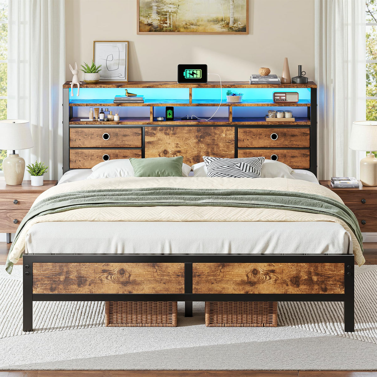 Queen Bed Frame with 4 Drawers W20804
