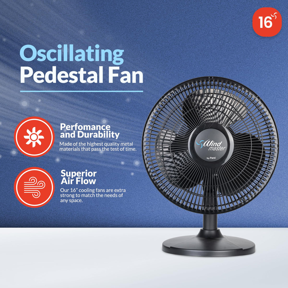 16 in Oscillating Desk Fan, 3 Speed, Adjustable Tilt, Black K740