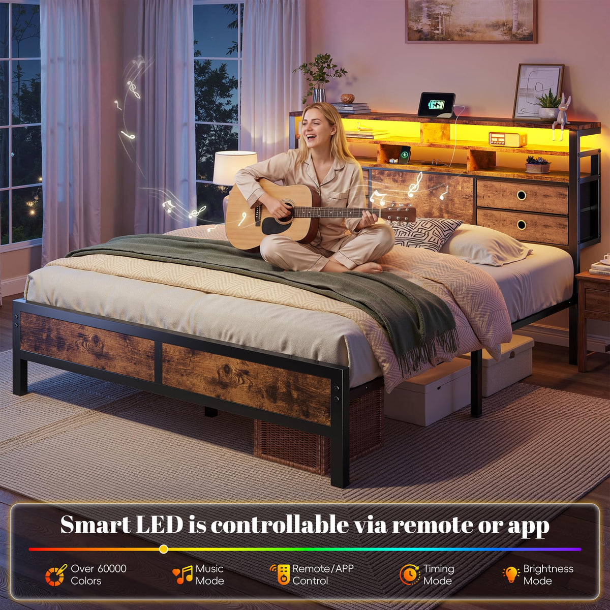 Queen Bed Frame with 4 Drawers W20804